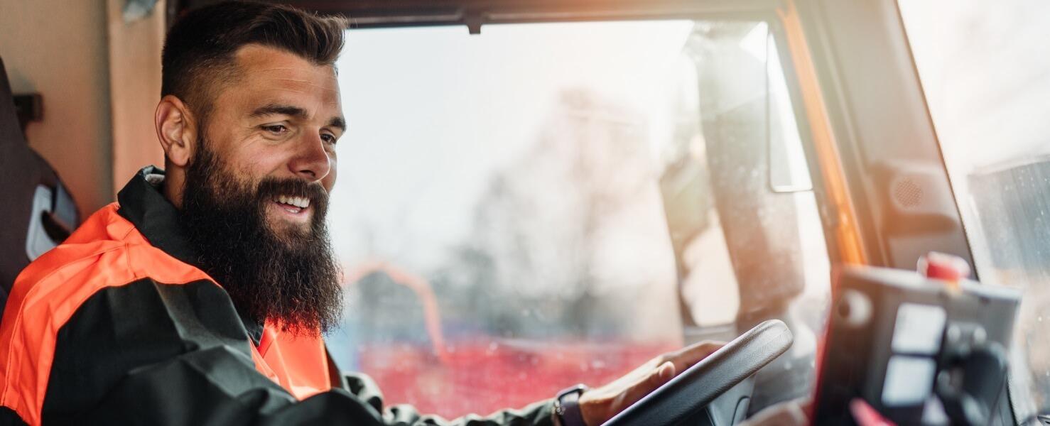 Truck Driver Sitting in Kenworth T680 Seat