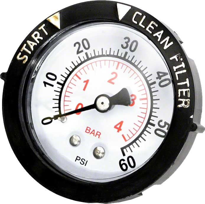 Pentair 0-60 PSI Rear Mount Pressure Gauge with Indicator, 190059Z