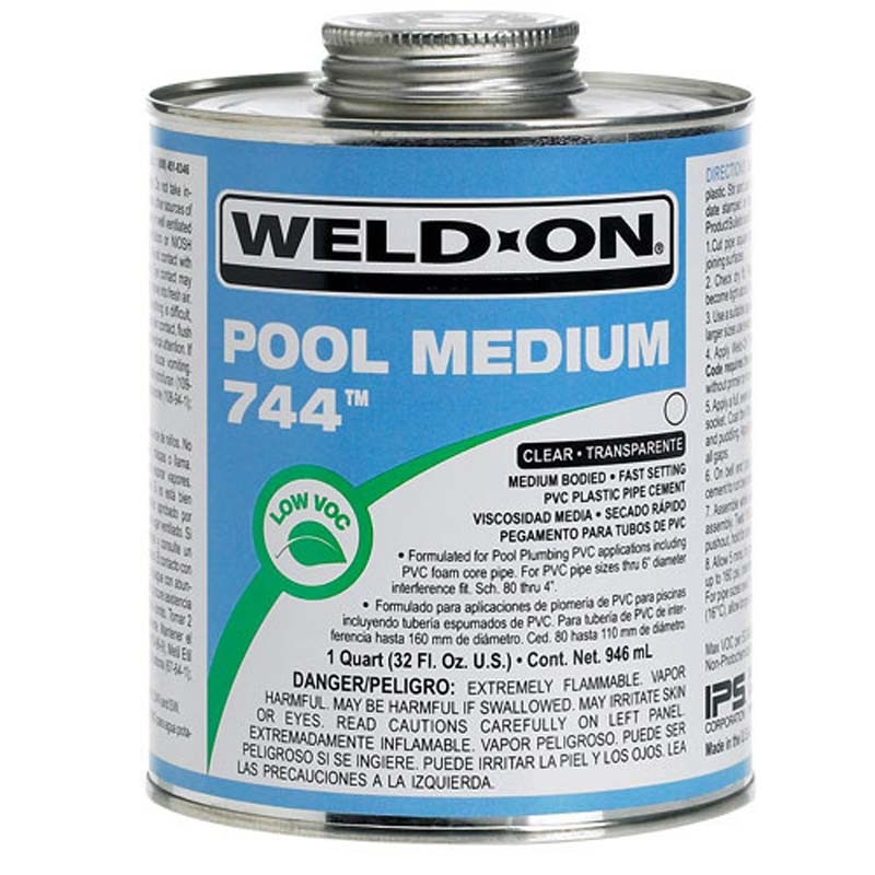 Weld-On 744 Clear Pool Medium MB PVC Cement, 13555 - EZ Pool & Spa
