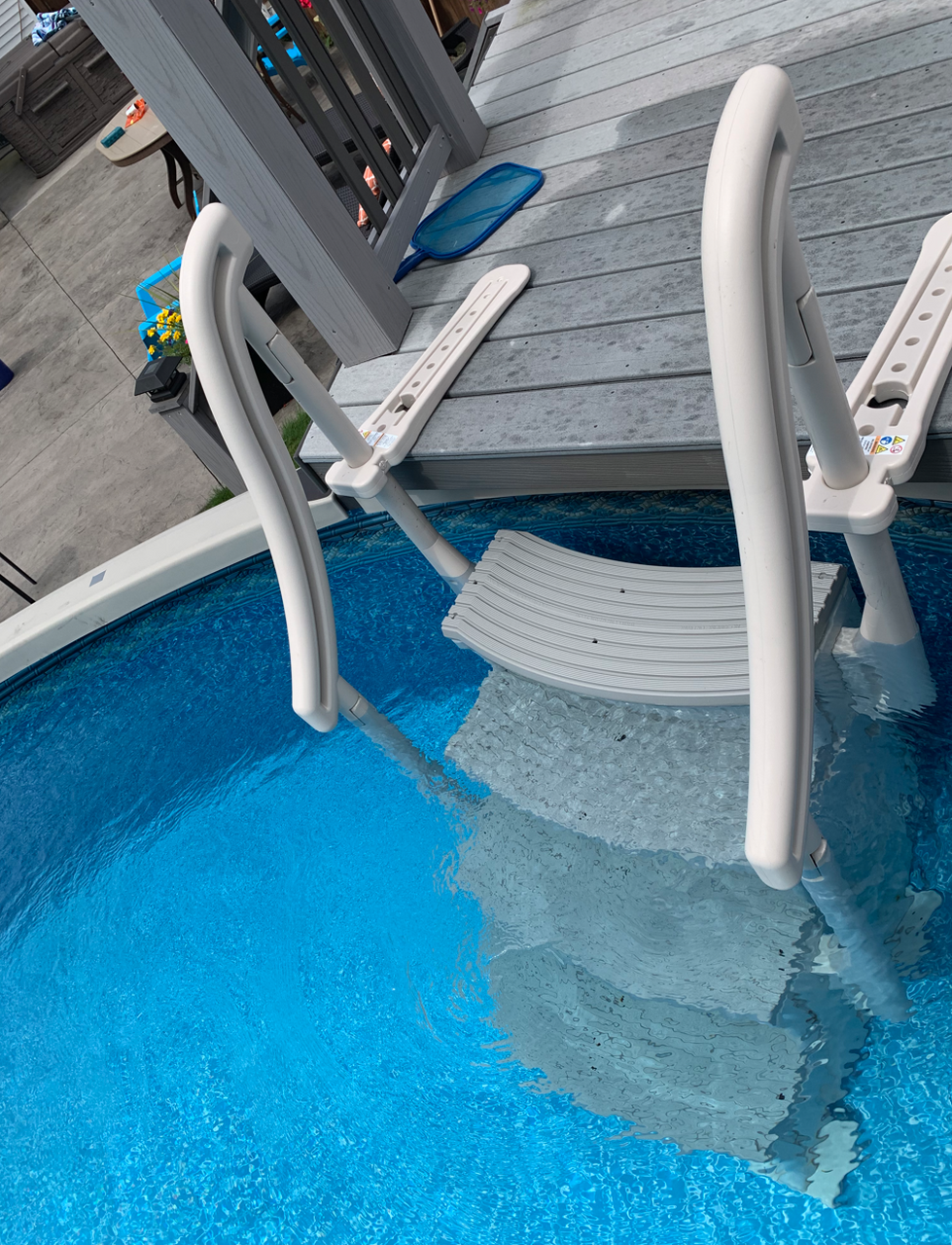 CONFER Curve Above Ground Pool Steps - Base Unit For Safe Entry/Exit, Holds 400 Lbs, 27" Wide Treads, USA Made