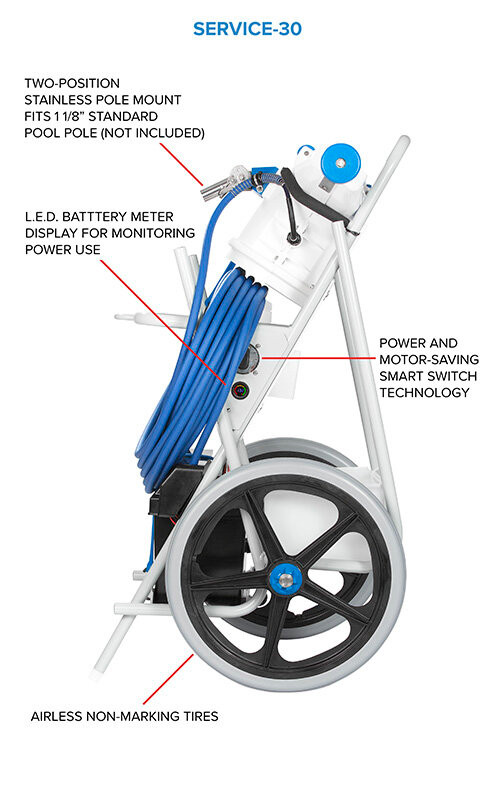 Hammerhead Pool Vacuum Cleaning Machine with 30" Head and 60' Cord, SERVICE30