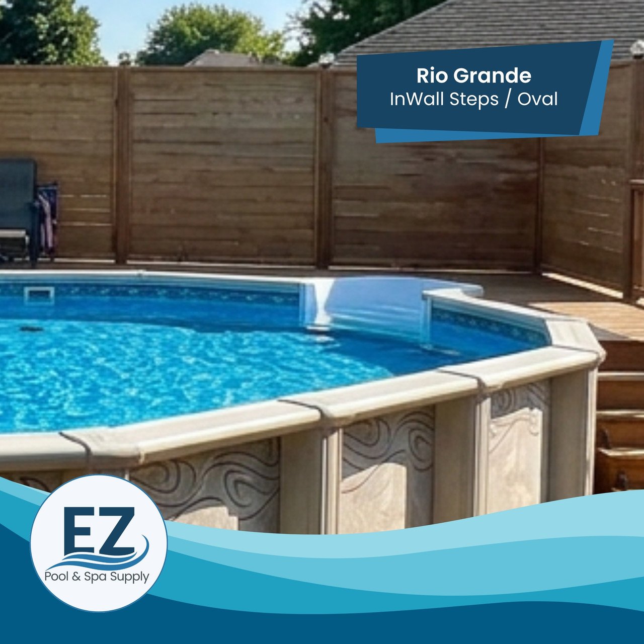 Rio Grande Oval Steel Above Ground Pool Package with InWall Step Entry ...