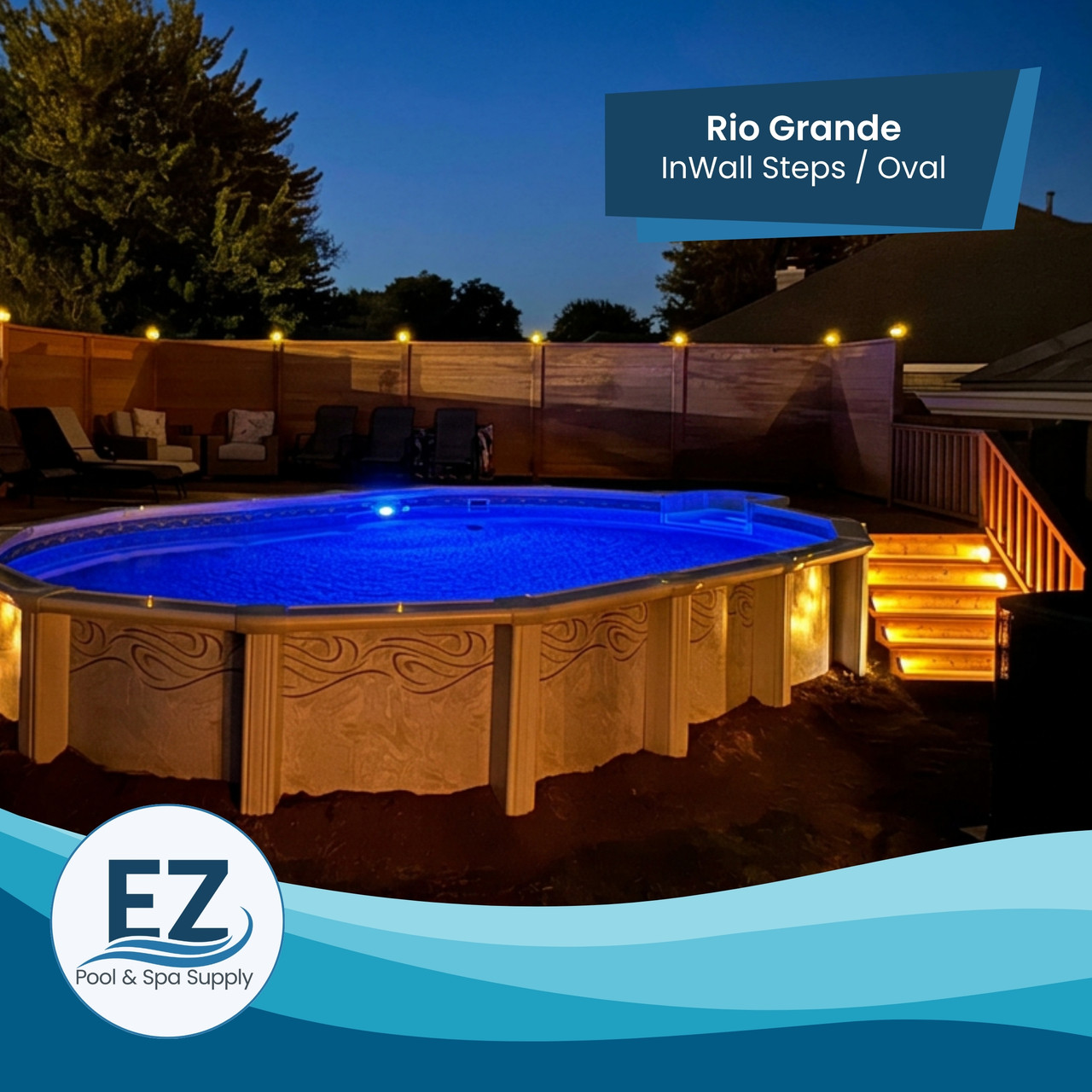 Rio Grande Oval Steel Above Ground Pool Package with InWall Step Entry ...