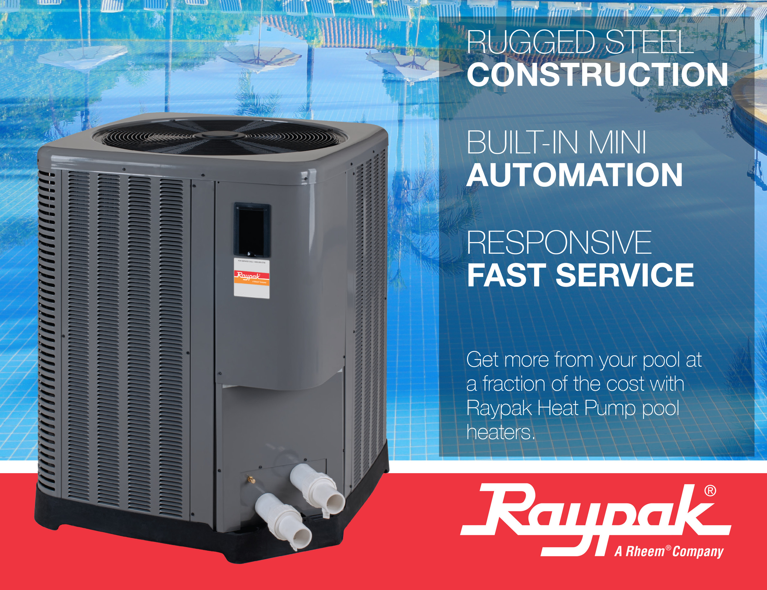 Raypak Digital Heat Pump 8450, 140K BTU, Titanium Heat Exchanger