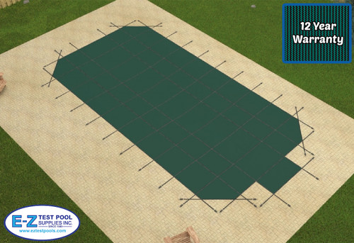 GLI Secure-A-Pool Grecian 16'6 x 32'6 (4 x 8 Center Step) Green Inground Safety Cover (20-1632GR-CES48-SAP-GRN)