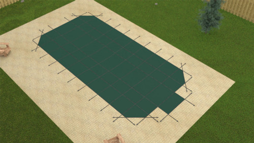 GLI Secur-A-Pool Grecian 16'6 x 35'6 (4' x 6' Center Step) Green Inground Safety Cover (20-1635GR-CES46-SAP-GRN)