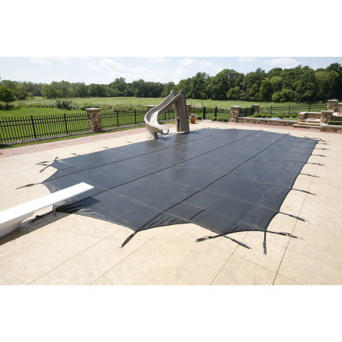 GLI Secure-A-Pool Grecian 18'6 x 36'6 (4' x 8' Center Step) Gray Inground Safety Cover (20-1836GR-CES48-SAP-GRY)