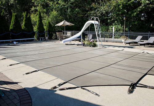 GLI Secur-A-Pool Grecian 20'9 x 39'9 (4' x 8' Center Step) Tan Inground Safety Cover (20-2039GR-CES48-SAP-TAN)