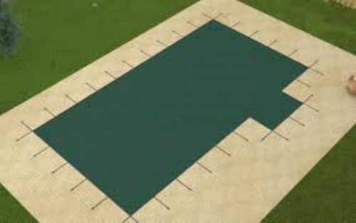 Merlin Dura-Mesh II 16' X 32' 4X8 Rt. 1' or 2' Off (Rect.) Green Safety Pool Cover (25M-M-GR)
