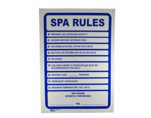 PoolStyle 18"x24" Spa Rules, Ps249 (PSL-42-0249)