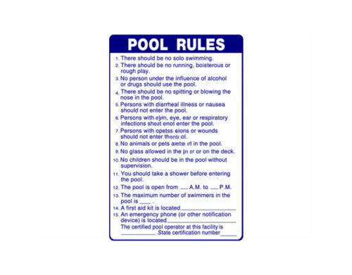 PoolStyle 24"x36" Sign Pool Rules SC Approved, PS238 (PSL-42-2008)