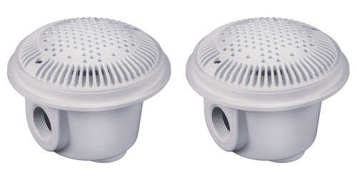 Hayward 8" Round 2" FIP x 2" FIP White Main Drain with AV Grate Dual Outlet, Pack of 2, WG1054AVPAK2 (HAY-25-1038)