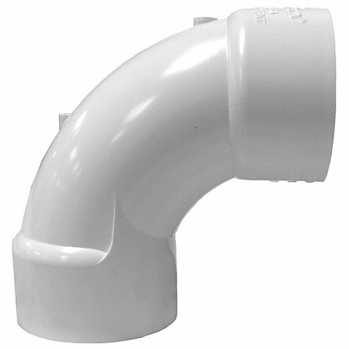 Lasco Schedule 40 1.5" Slip x 1.5" Spigot 90 Degrees Sweep Elbow PVC Socket, 409015SW (LAS-56-0601)