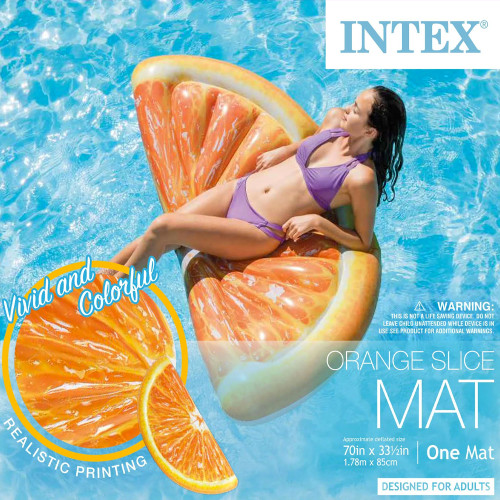 Intex Giant Inflatable 70" Orange Slice Mat Swimming Pool Float (ITX-90-1035)