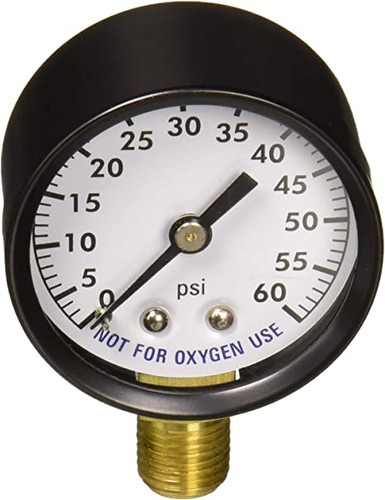 Super-Pro 2" 0-60Psi .25" Bottom Mount Plastic Pressure Gauge, 81060BUCF (SPG-06-2001)