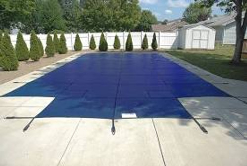 PoolTux 15-Year Royal Mesh Safety Cover Rectangle 18' x 36' Blue, 4' x 8' Center End Step, CSPTBME18361 (PT-IG-000210)