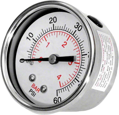 Waterway 0 to 60 PSI Pressure Gauge, Back Mount, 830-4000SS-B (WW8304000SSB)