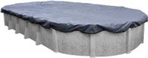 GLI 10' X 15' Oval Above Ground Silver Premium Solid Pool Cover with 4' Overlap, 45-1015OV-PRM-4-BX-SLV