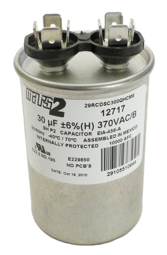 U.S. Seal 30 MFD 370V Round Run Capacitor, 5VR0303