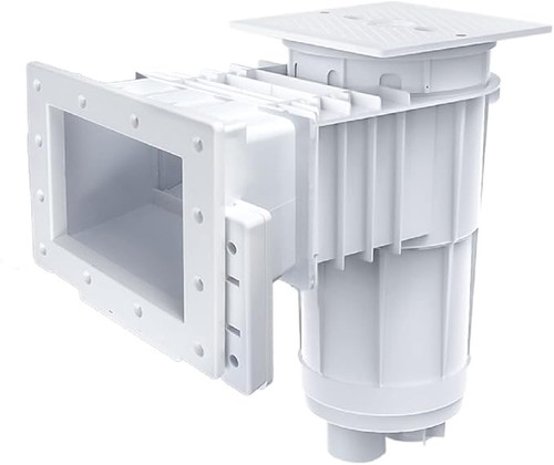 CMP White Wide Mouth Vinyl Liner Skimmer Deluxe with Skim-Vac, Square Cover, Dual Port, 25160-110-200