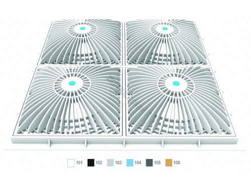 AquaStar Pool Products R18MFNF101 Moflow Square Mud Frame with Suction Outlet Cover For 1 Inch Deep Retrofit; 18 Inch; UV-Resistant Engineered Polymer; White