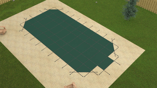 GLI ProMesh Grecian 20'9 x 39'9 (4 x 8 Center Step) Green Inground Safety Cover (20-2039GR-CES48-PRM-GRN)