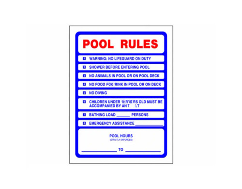 PoolStyle 18"x 24" Sign Pool Rules, Ps233 (PSL-42-2003)