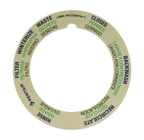 Pentair Label for Top Mount Valve, 272599 (PAC-061-2000)