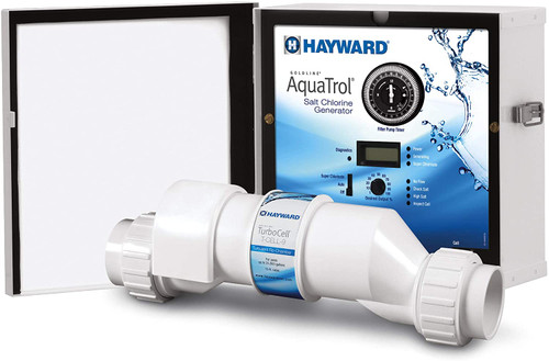 Hayward AquaTrol Above Ground Salt Chlorine Generator, Hose/Pipe Twist Lock, 18K Gallons, W3AQ-TROL-HP-TL (GLD-45-1013)