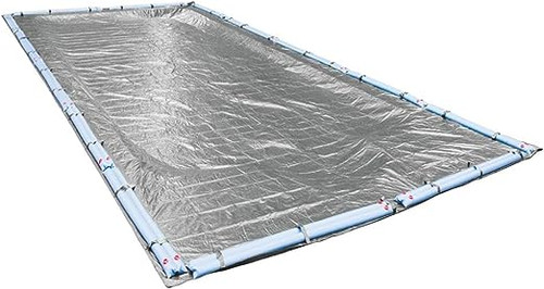 GLI 24' X 44' Rectangular Silver In-Ground Premium Solid Cover, With 5' Overlay, 45-2444RE-PRM-5-BX-SLV