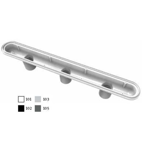 AquaStar 32" Medium Gray Channel Drain Three-Port PVC Sump, 32CDP117