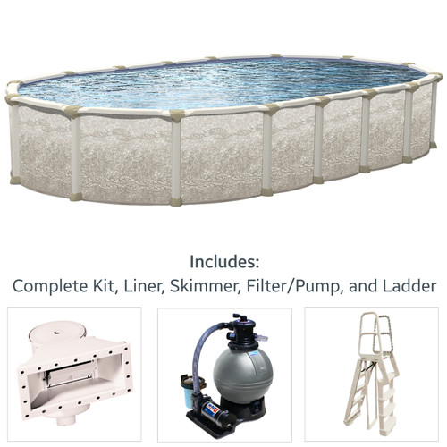 Magnus Above Ground Swimming Pool Package, 18' x 33' Oval 54"