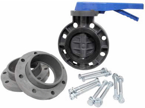 Westlake 4" 711 Series Butterfly Valve & Flange Kit with Stainless Steel Bolts, KIT40711S
