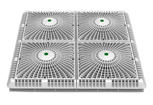 Aquastar 18" Square Mud Frame with Four 9" Square Star Suction Outlet Covers White, ASP18101