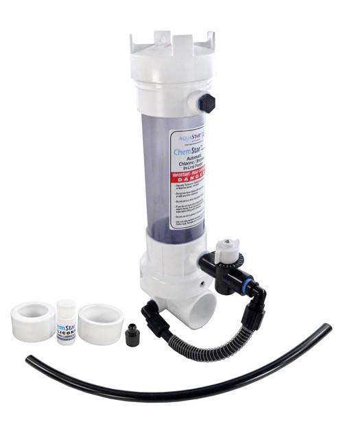 AquaStar ChemStar Clear In-line Automatic Chlorinator Tab Feeder, CH100CLR (CH100CLR)