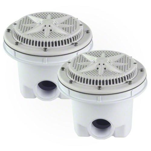 Pentair 8 Inch StarGuard Main Drain ABS Sump 2 Inch Side x 1.5 Inch Bottom Ports White (2 Pack