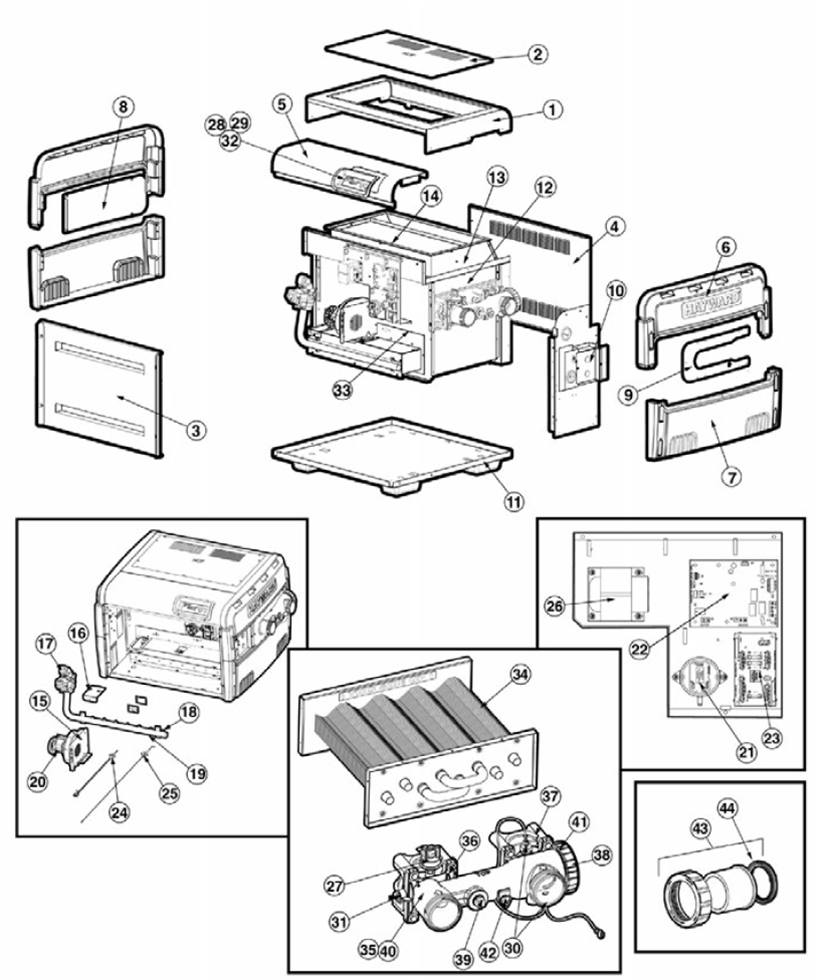 Hayward Universal HSeries H150FD Low Nox Heater Parts, H150FD, H200FD