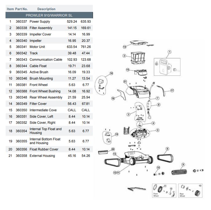 Parts Diagram Maytronics Dolphin C5 Robotic Pool Cleaner