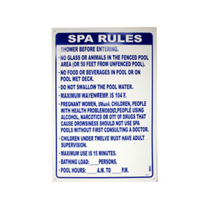 PoolStyle 24"x 36" Sign Florida Spa Rules, Fl-4 - EZ Pool &amp; Spa Supply