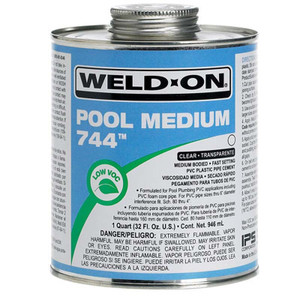 Weld-On 744 Clear Pool Medium MB PVC Cement, 13555 - EZ Pool & Spa
