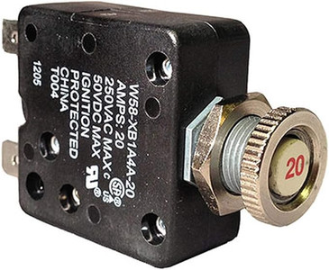 inaba② 20 AMP Push-to-Reset Thermal Circuit Breaker, W58-XB1-A4A-20 - EZ