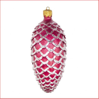 The Poly-resin Red Pine Cone with Silver trim Hanging Ornament, is great for a hanging decoration from the ceiling in shopping centres, foyer or your Christmas display, large product with extensive detail
