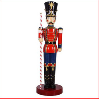 The Polyresin Toy Soldier with Baton 6.5ft statue with extensitive detail and striking looks. He looks great in your christmas display with Christmas Trees, Santa Throne, Candy Cane or you may just need two of them to keep guard of your Christmas display. The Toy Soldier with Baton 6.5ft is seen in many shopping centres and corporate window Christmas display due to his impressive appearance.
