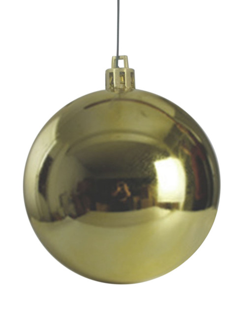 200mm Christmas Bauble - Gold - Wired Glossy, Sold Individually