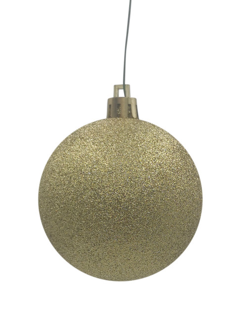 200mm Christmas Bauble - Gold - Wired Glitter, Sold Individually