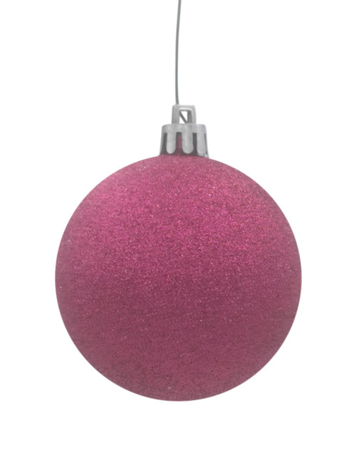 50mm Christmas Bauble - Cerise - Wired Glitter