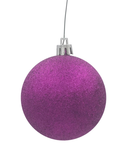 50mm Christmas Bauble - Purple - Wired Glitter