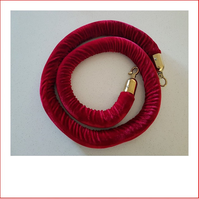 Red Velvet Rope with Gold Ends 2000mm