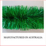 Australian manufactured 4 Ply Tinsel Garland - Green (100mm x 5.5m). Very thick and lush commercial grade tinsel made right in Australia. 
We cannot emphasize how beautiful this tinsel looks. Currently in very high demand for corporate clients from shopping centres, RSL's, car yards and various businesses from fruit shops to offices and building foyers. 
Made in Australia from quality raw materials that strengthen the garland tinsel which ensures a longer lasting product.
Colours Also Available
Black, Cerise, Electric Blue, Gold, Green, Lime, Orange, Purple, Red, Royal Blue, Silver, White
