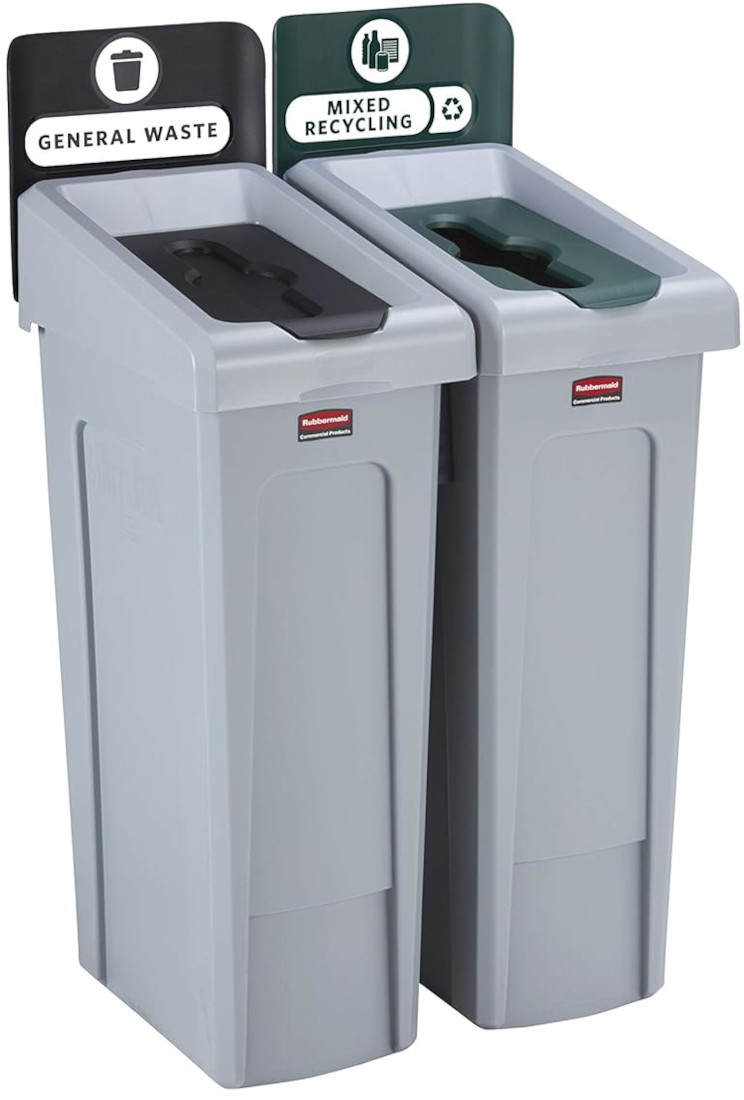 Rubbermaid Slim Jim 2-Stream Recycling Station Bundle - General Waste ...